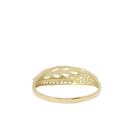 14KT Gold Ring Women's Light Weight White CZ Baguette Stones Wheat Stem Closed Lasso with Round White CZ Stones Borde and Band