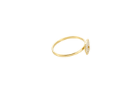 14KT Gold Ring Women's White CZ Stone Elephant with Plain Border and Dark Pink Eye Plain Band