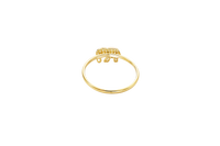 14KT Gold Ring Women's White CZ Stone Elephant with Plain Border and Dark Pink Eye Plain Band