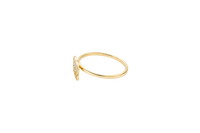 14KT Gold Ring Women's White CZ Stone Elephant with Plain Border and Dark Pink Eye Plain Band