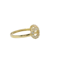 14KT Gold Ring Women's White CZ Stone Infinity Loop with Plain Band