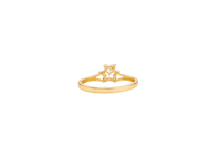 14KT Gold Ring Women's White CZ Top Stone with White CZ Stones Border Outline Only Star Shape Plain Split Band