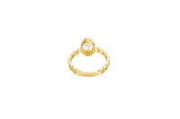 14KT Gold Women's Ring Marquise White Center Stone with White CZ Stone Border Chino Band