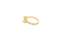 14KT Gold Women's Ring Marquise White Center Stone with White CZ Stone Border Chino Band