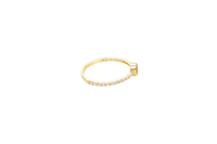 14KT Gold Ring Women's White Pear Tear Drop Center CZ Stone with Round White CZ Stones Band