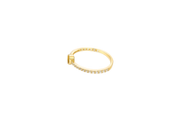 14KT Gold Ring Women's White Pear Tear Drop Center CZ Stone with Round White CZ Stones Band