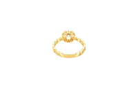14KT Gold Ring Women's Round White Center Stone with White CZ Stone Border Chino Band