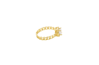 14KT Gold Ring Women's Round White Center Stone with White CZ Stone Border Chino Band