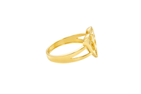 14KT Gold Ring Women's Heart "15" Quinceanera with Round White CZ Stones Border Plain Split Band