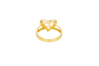 14KT Gold Ring Women's Heart "15" Quinceanera with Round White CZ Stones Border Plain Split Band