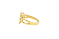14KT Gold Ring Women's Heart "15" Quinceanera with Round White CZ Stones Border Plain Split Band