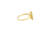 14KT Gold Ring Women's "15" Quinceanera Heart Center Double Row of Round White CZ Stones Border and Plain Shank