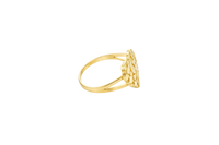 14KT Gold Ring Women's Medium Nugget Heart Shape with Plain Split Band