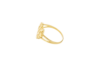 14KT Gold Ring Women's Medium Nugget Heart Shape with Plain Split Band