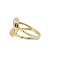 14KT Women's Gold Ring Single Plain Puff Miami Link with Plain Lasso from Each Side