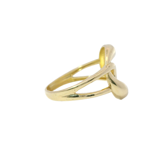 14KT Women's Gold Ring Single Plain Puff Miami Link with Plain Lasso from Each Side