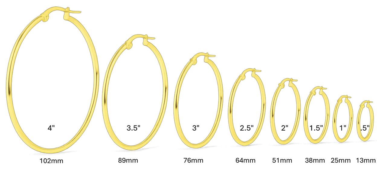 14KT Gold Earrings Hoops Plain .5 Inch Hollow Tube 2mm
