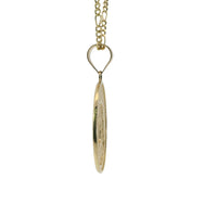 14KT Gold Charm Medium Oval Two Tone Jesus Coin with Beaded Border and Plain Bell