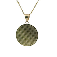 14KT Gold Charm Large Two Tone St Jude Coin with "PRAY FOR US" Border and Plain Bell
