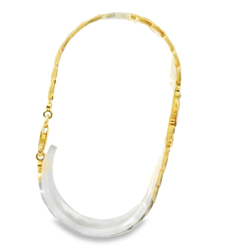 14KT Gold Bracelet Women's Two Tone Vertical Sunray Virgin Mary Plaque with Diamond Cut Jumbo Wheat Shape Link and Lobster Clasp