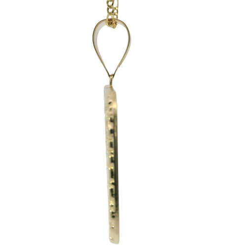 14KT Gold Charm 2XL Rectangle Two Tone Last Supper with Nugget Frame and Plain Bell