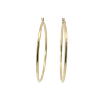 14KT Gold Earrings Hoops Plain 2 Inch Hollow Tube 2mm