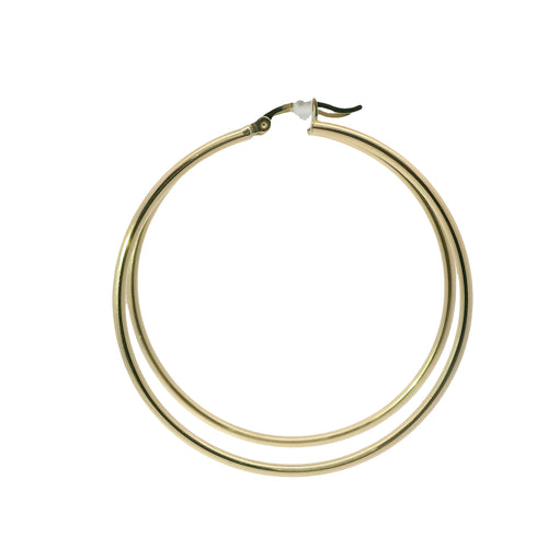14KT Gold Earrings Hoops Plain 2 Inch Hollow Tube 2mm