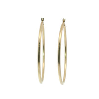 14KT Gold Earrings Hoops Plain 2 Inch Hollow Tube 2mm