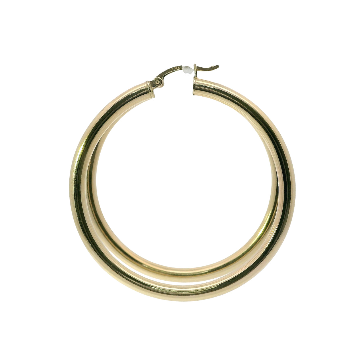 14KT Gold Earrings Hoops Plain 2 Inch Hollow Tube 4mm