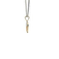 14KT Gold Charm Medium Tri Tone Quinceanera "15" Open Crown Outline with Row of Candle Flames and Plain Bell