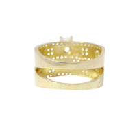 14KT Gold Ring Women's Duo 6 Prong White CZ Stone Solitaire with White CZ Stones Mock Screw Band with Separate Band