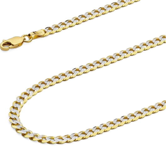 14KT Gold Chain Solid Curb Pave 8.5mm