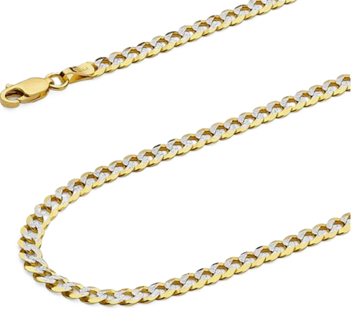 14KT Gold Chain Hollow Curb Pave 8mm