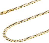 14KT Gold Chain Hollow Curb Pave 7mm