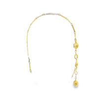 14KT Gold Bracelet Alternating Horizontal Plain Heart/ Open Oval Link with White CZ Stone End Lobster Clasp