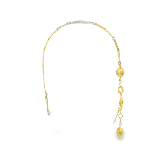14KT Gold Bracelet Alternating Horizontal Plain Heart/ Open Oval Link with White CZ Stone End Lobster Clasp