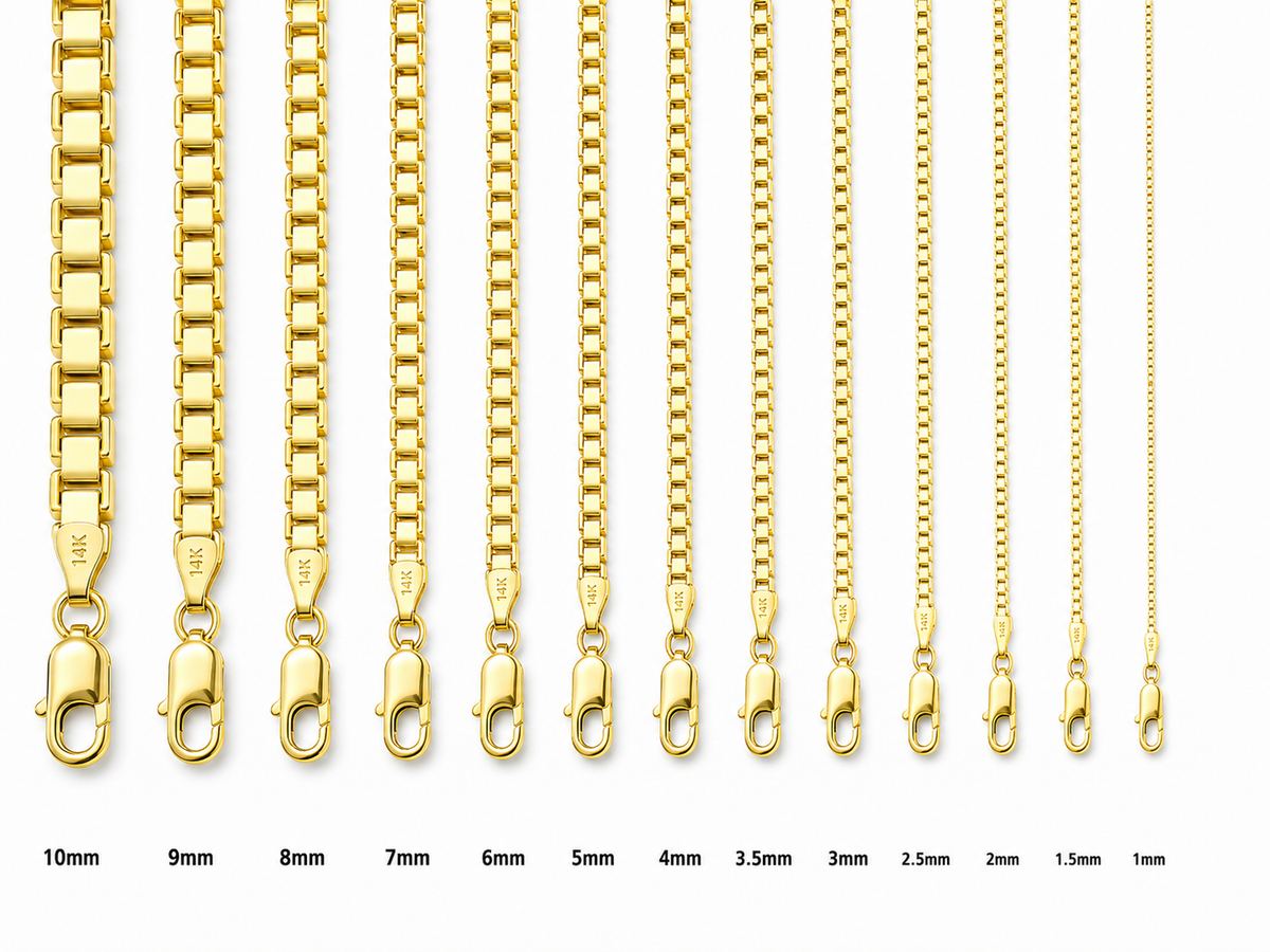 14KT Gold Chain Box Link 1mm