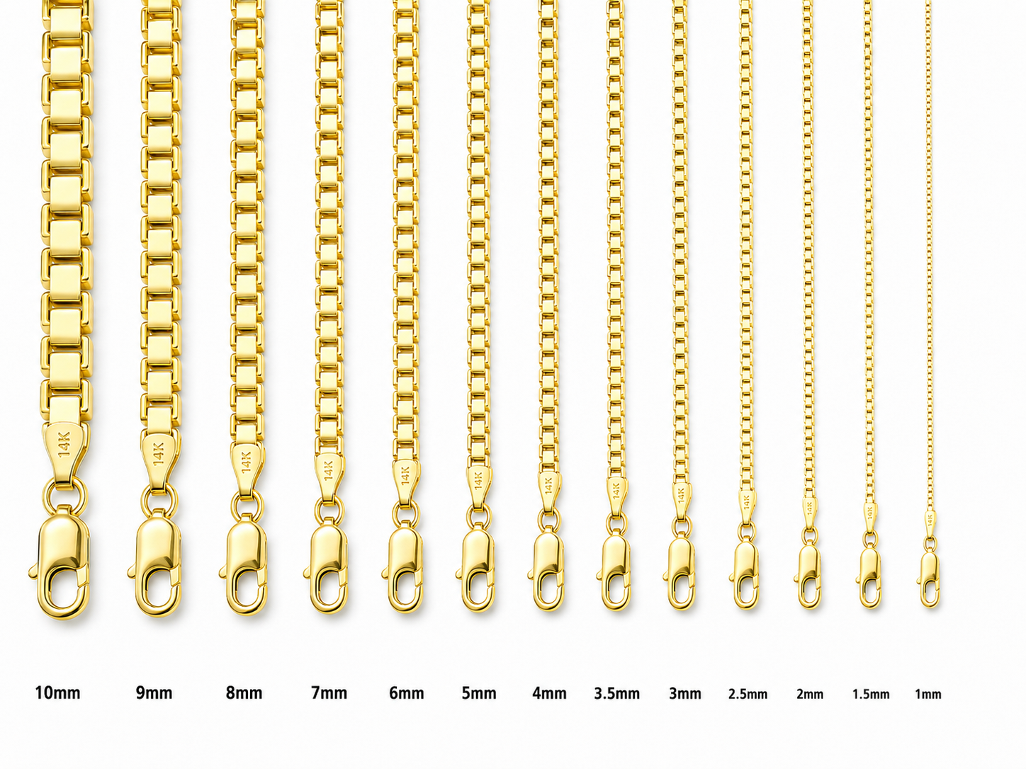 14KT Gold Chain Box Link 1mm