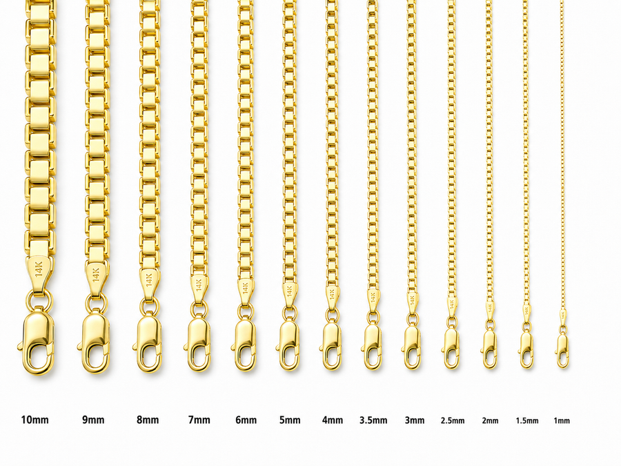 14KT Gold Chain Box Link 1mm