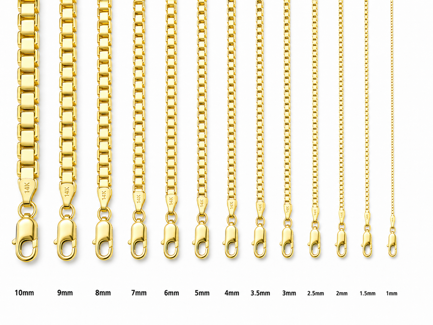 14KT Gold Bracelet Box Link 1mm