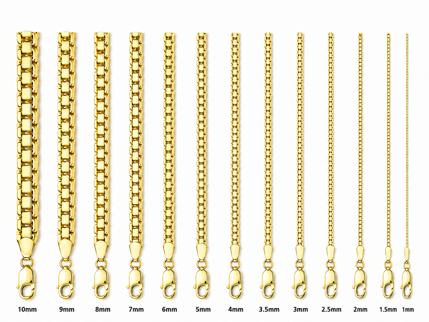 14KT Gold Chain Solid Box Franco 7mm