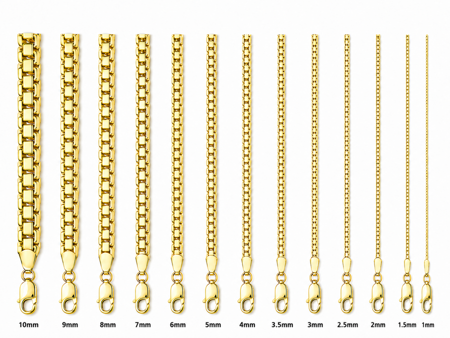 14KT Gold Chain Solid Box Franco 7mm