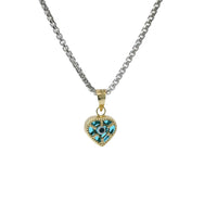 14KT Gold Charm Extra Small 3D Heart Evil Eye with Plain Bell