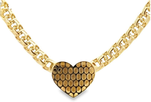 14KT Gold Chain Greek Chino Heart with Plain Clasp 5mm