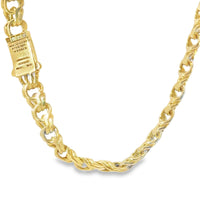14KT Gold Chain Hollow Chino with White CZ Box Clasp 10mm