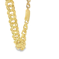 14KT Gold Chain Hollow Chino with White CZ Box Clasp 10mm