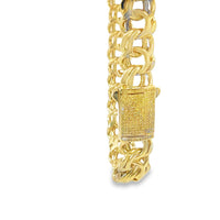 14KT Gold Chain Hollow Chino with White CZ Box Clasp 14mm
