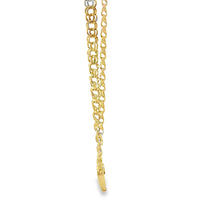 14KT Gold Chain Greek Chino Heart White CZ Double Box with Diamond Outline on Clasp 6mm