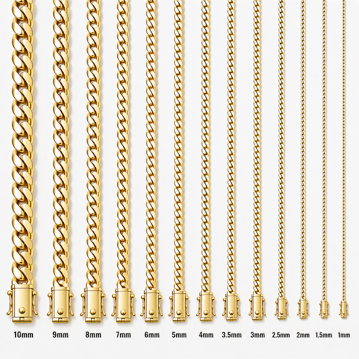 14KT Gold Chain Hollow Miami Cuban with Plain Clasp 1.5mm