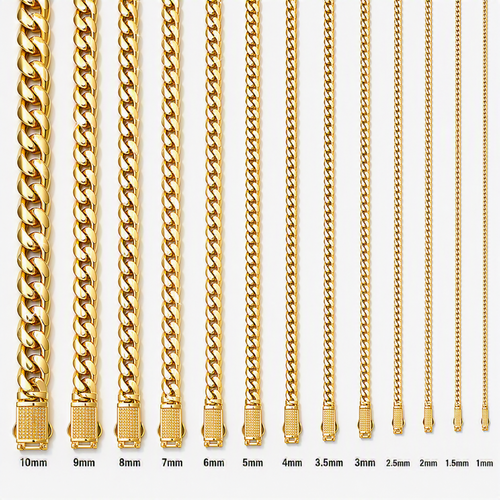 14KT Gold Chain Hollow Miami Cuban with Plain Designer Style White CZ Stones Double Box Clasp 2.5mm